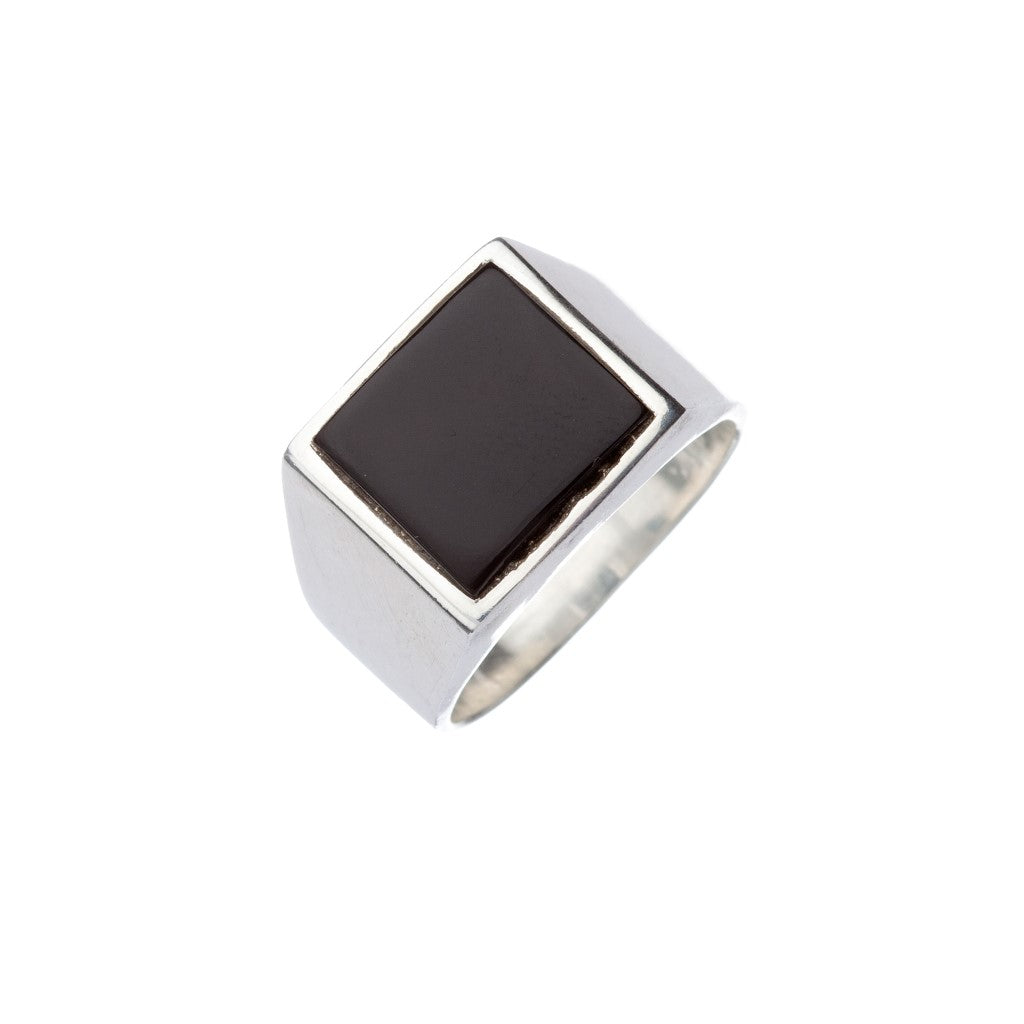 Black Onyx Ring With Stone Set Signet Rings Square Stone Set Onyx