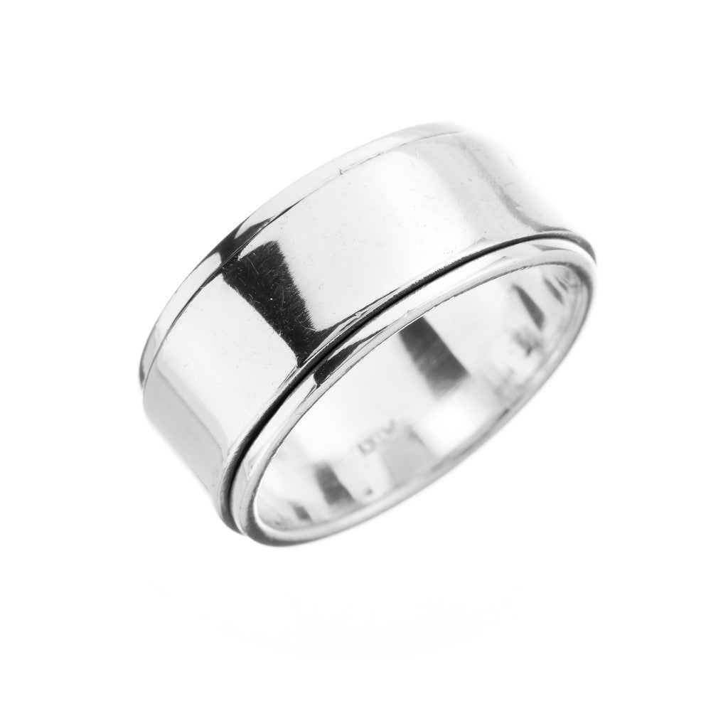 Wide Flat Polished Silver Spinning Ring - Brighton Silver