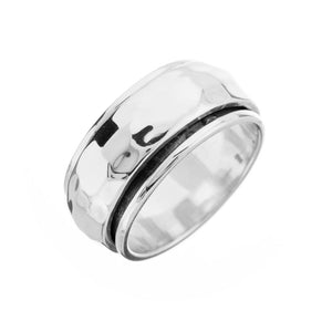 Wide Hammered Silver Spinning Ring - Brighton Silver