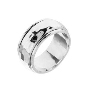Wide Hammered Silver Spinning Ring - Brighton Silver